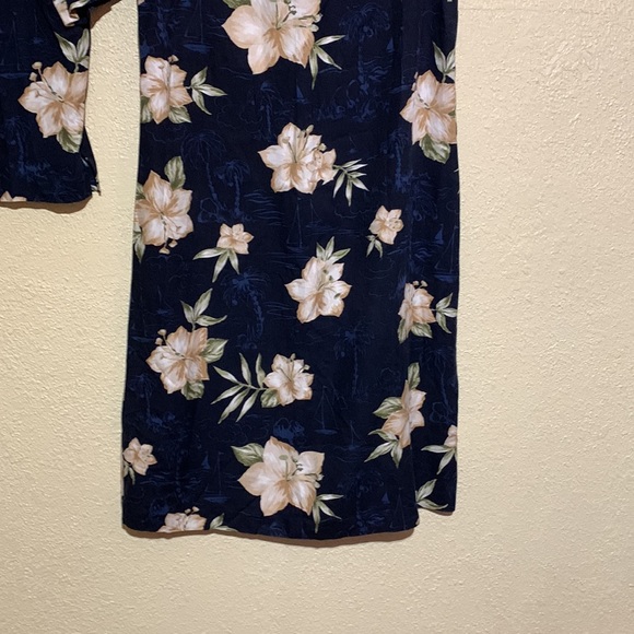 K Petite 2 pc Dress with Top Navy Blue Cream Floral Size 6P 100% Rayon - Picture 3 of 16